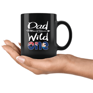RobustCreative-Anguillian Dad of the Wild One Birthday Anguilla Flag Black 11oz Mug Gift Idea