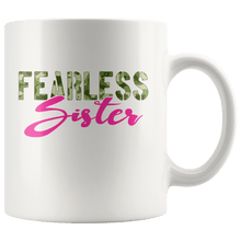 Load image into Gallery viewer, RobustCreative-Fearless Sister Camo Hard Charger Veterans Day - Military Family 11oz White Mug Retired or Deployed support troops Gift Idea - Both Sides Printed
