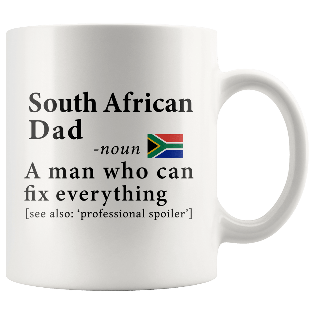 South African Dad Definition South Africa Flag Fathers Day 11oz Whit