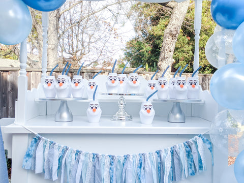 Winter party ideas - Easy DIY TABLE CENTERPIECE & decorations - Blue,  White, & Silver - FROZEN theme decor