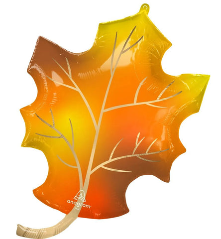 34" Satin Infused Fall Leaf SuperShape Foil Balloon