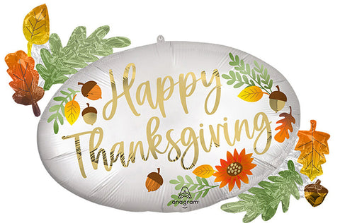 32" Satin Thanksgiving Oval Marquee SuperShape Foil Balloon