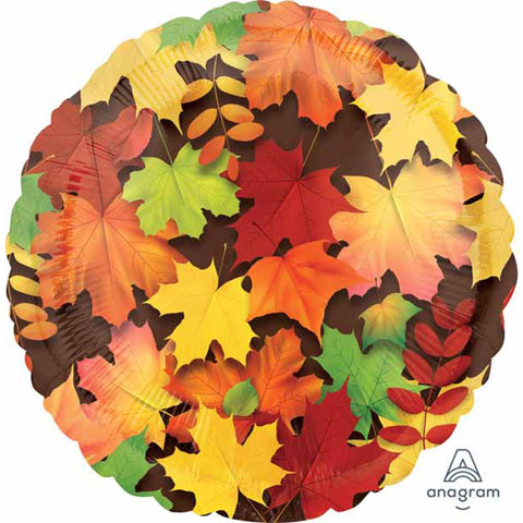 18" Colorful Leaves Round Shape Balloon