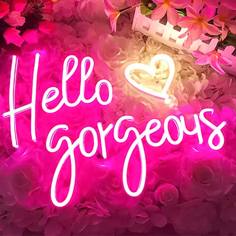 hello gorgeous positive quote neon sign, RGB color changing room decor, home decoration