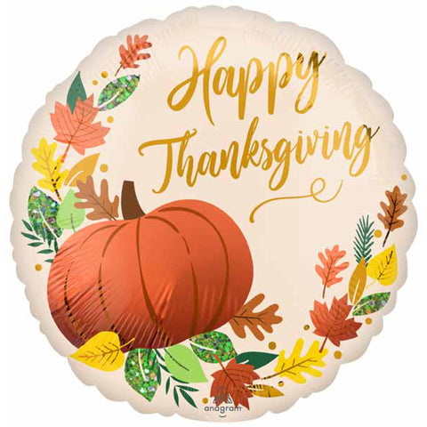 18" Happy Thanks Giving Fall Pumpkin Foil Balloon