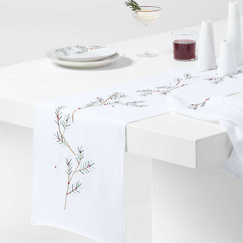 Embroidered Linen Table Runner