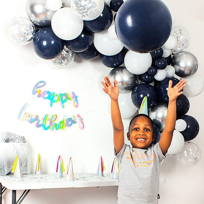 16-Foot DIY Navy Blue and Silver Balloon Arch and Garland Kit for Grad ...