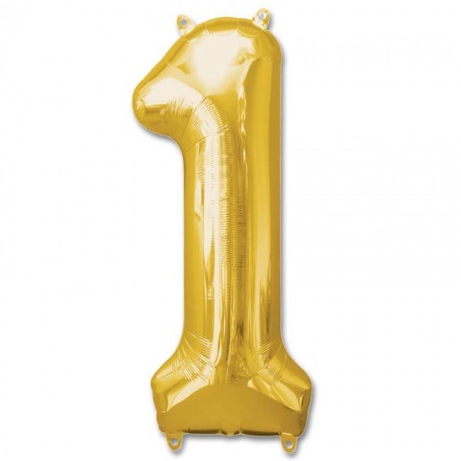 Number 1 Foil Birthday Balloon - Gold — Shimmer & Confetti