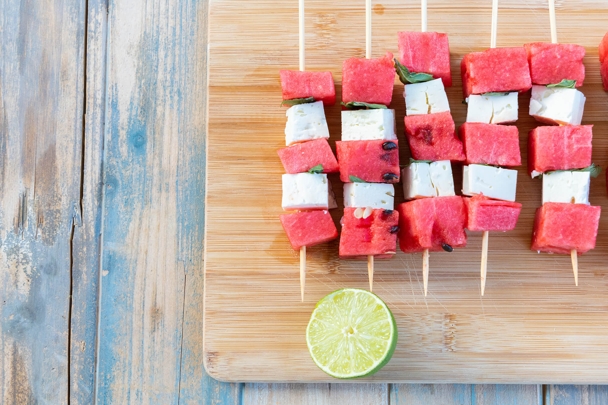 watermelon and feta cheese skewers