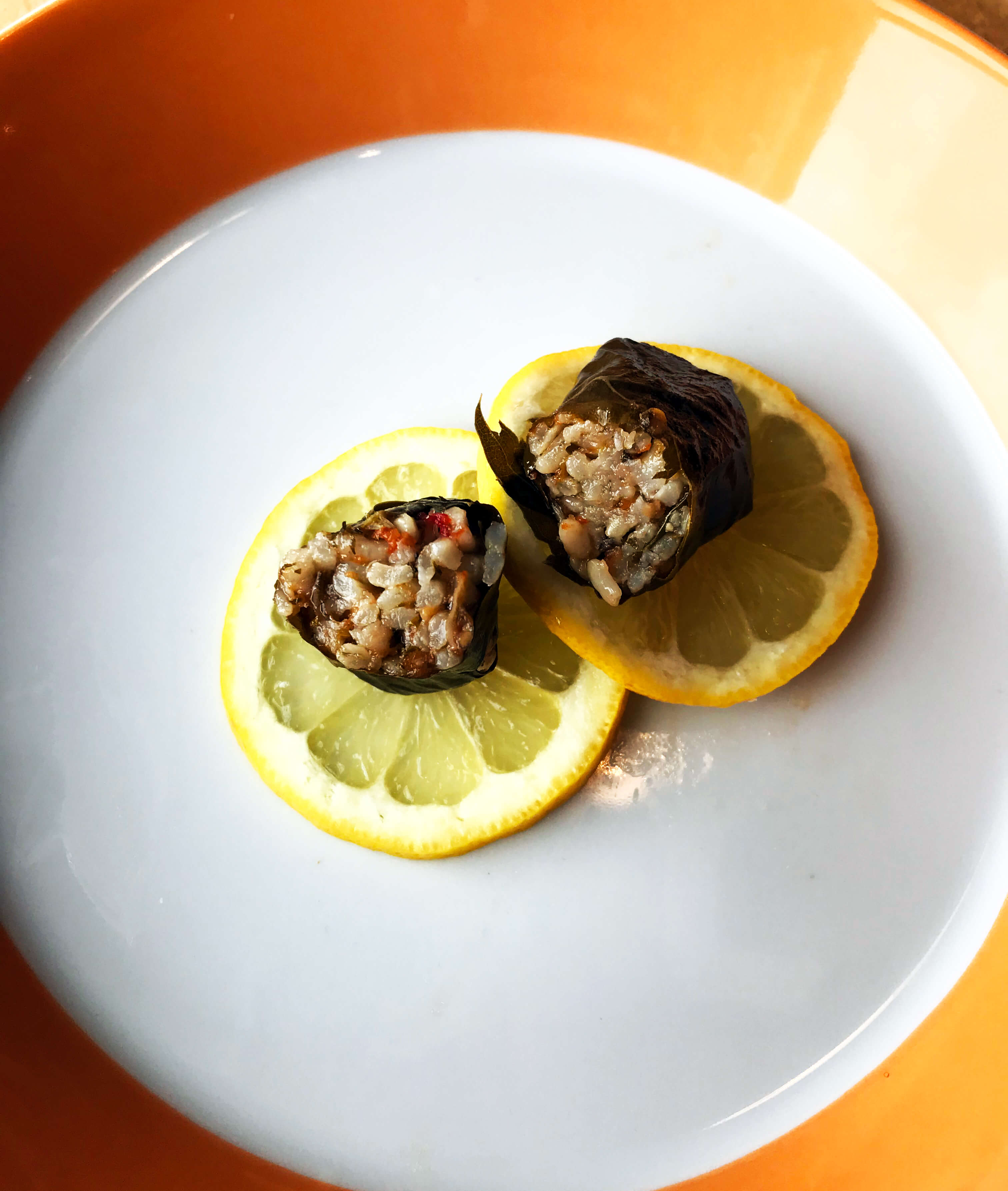 dolmades, stuffed grape leaves