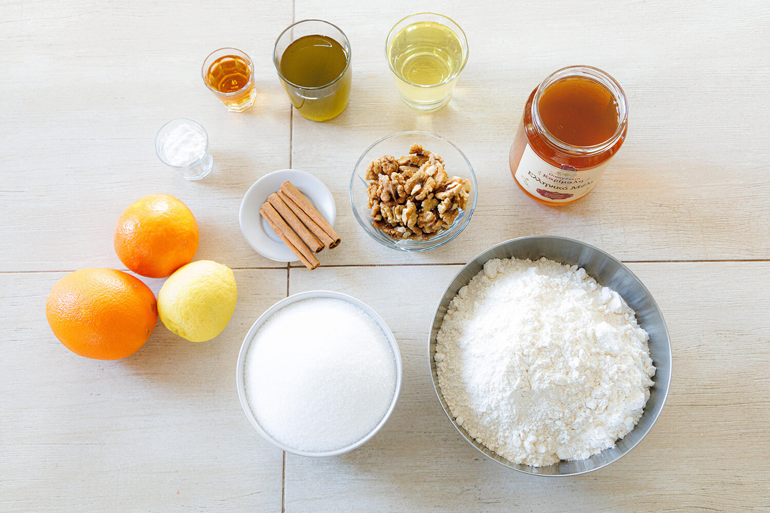 ingredients to make greek xmas cookies, melomakarona