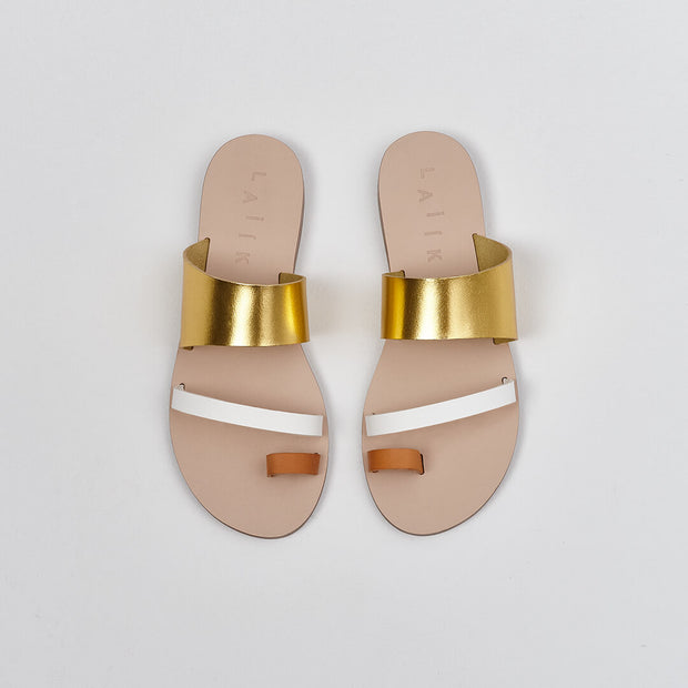  Greek sandals in metallic gold Italian leathern leather