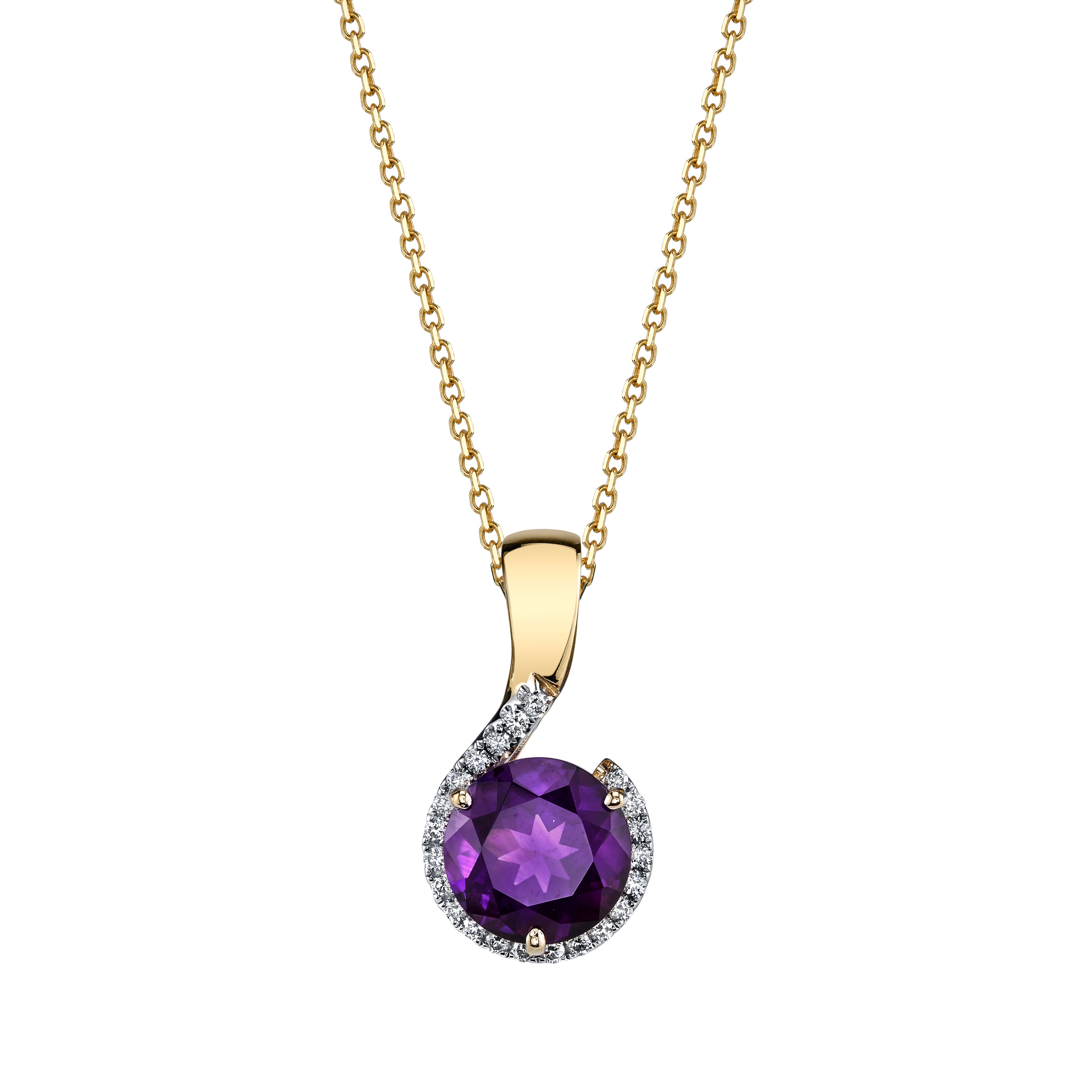 Amethyst Crystal Point Pendant Amethyst / 14K Yellow Gold / 22in