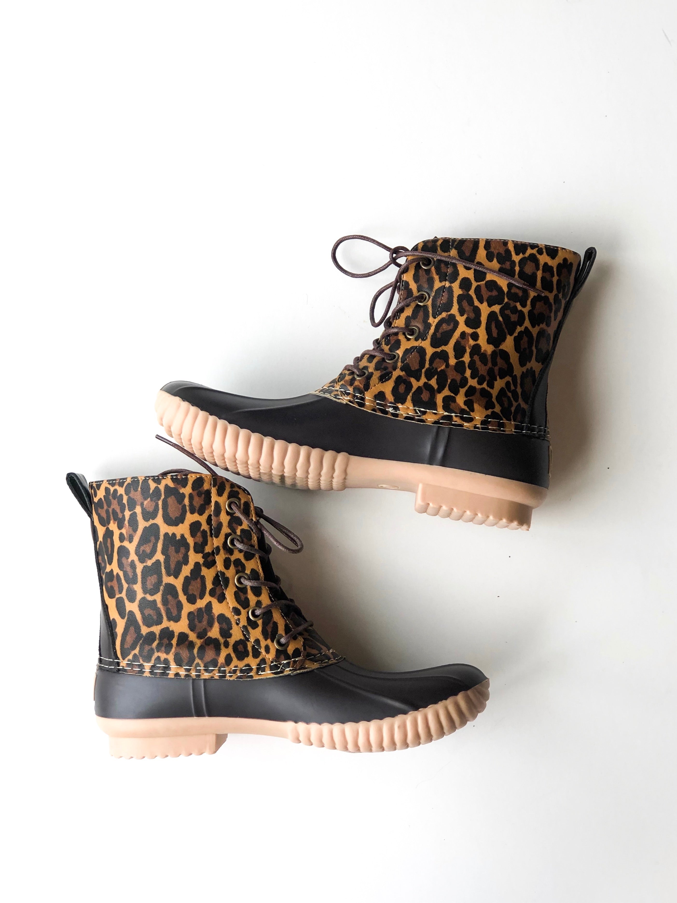 leopard duck boots