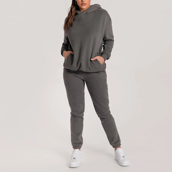 Custom 2021 fall unisex sweatpants and hoodie 2 piece set winter joggers two piece drawstring sweat pants set women
