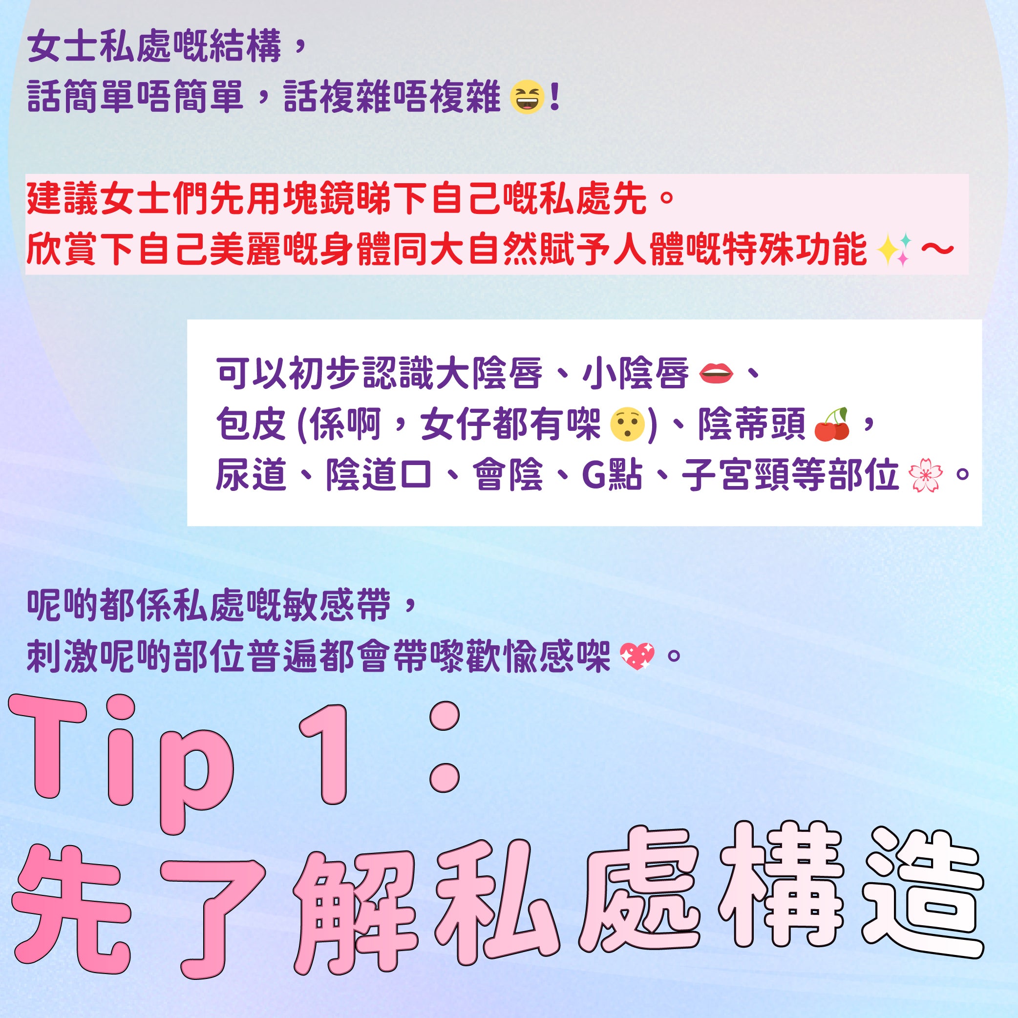 Tip 1：先了解私處構造