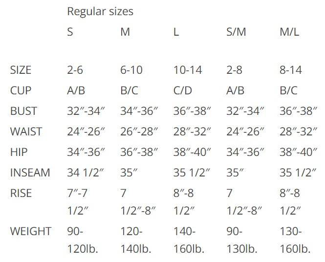BACI Size Chart