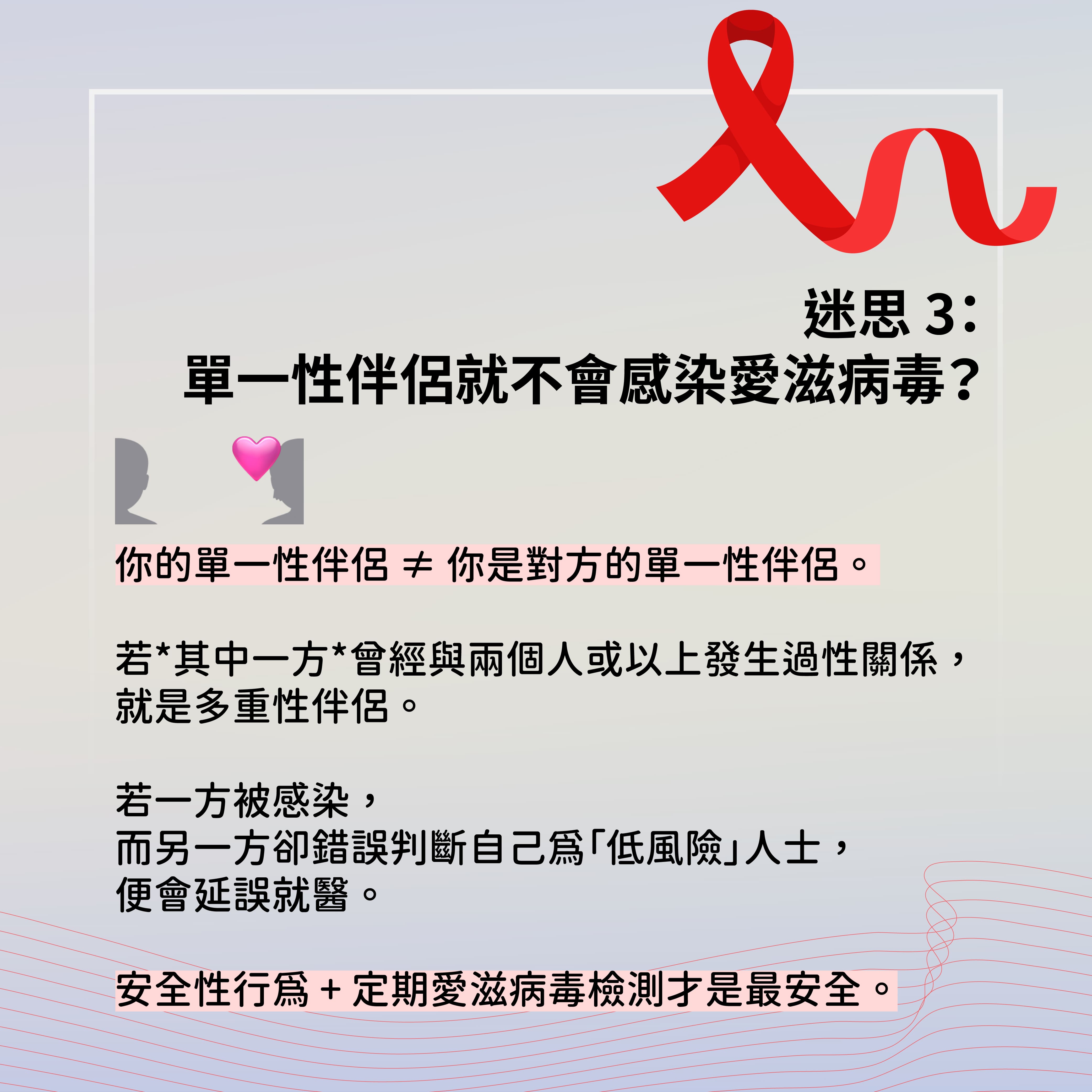 迷思 3：單一性伴侶就不會感染愛滋病毒？