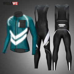 Cycling Long Sleeve Jacket Pants Set 3D Padded Bib Tight Bicycle Sports Clothing