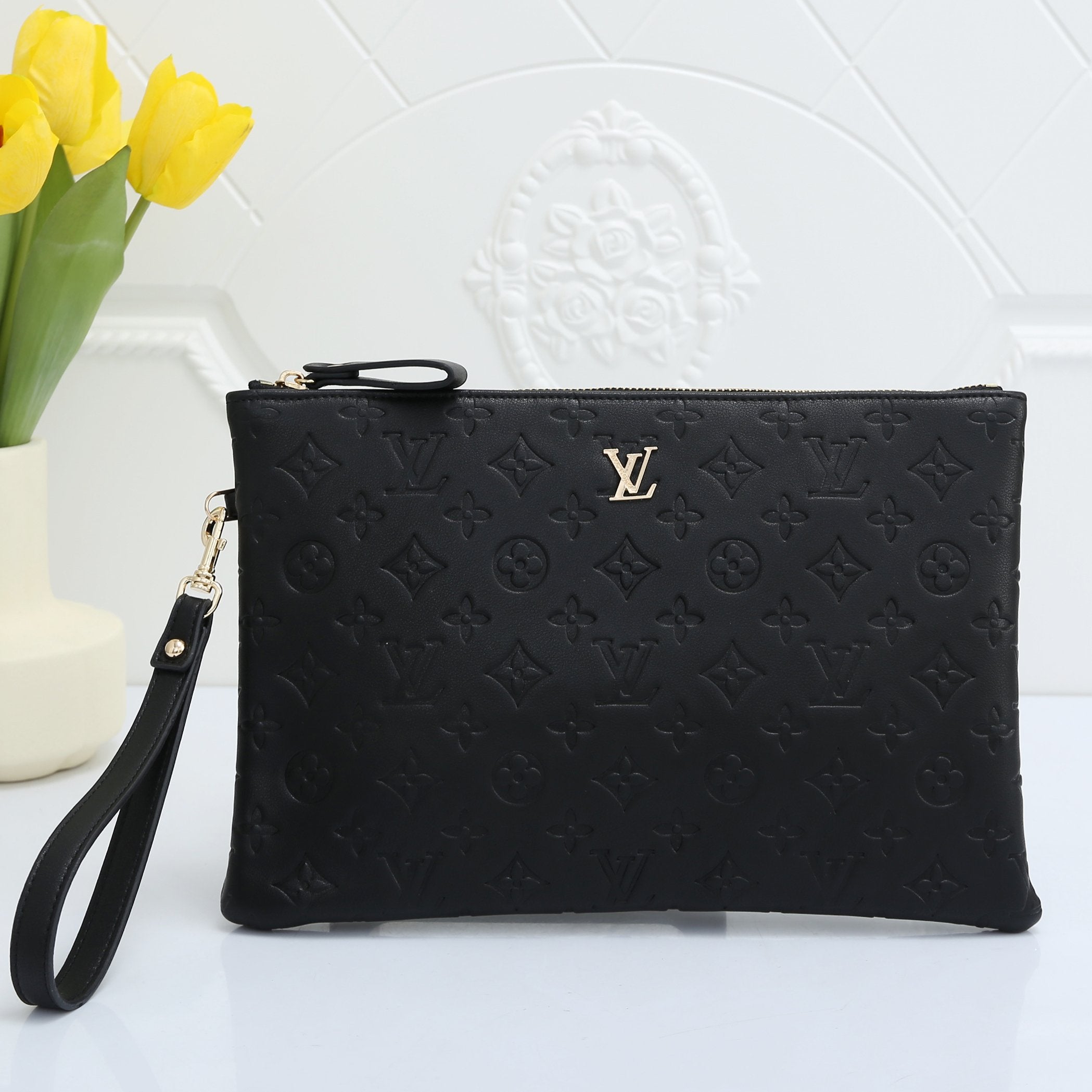 Louis Vuitton LV Clutch Bag Wristlet  Classic Leather High Quality Briefcase