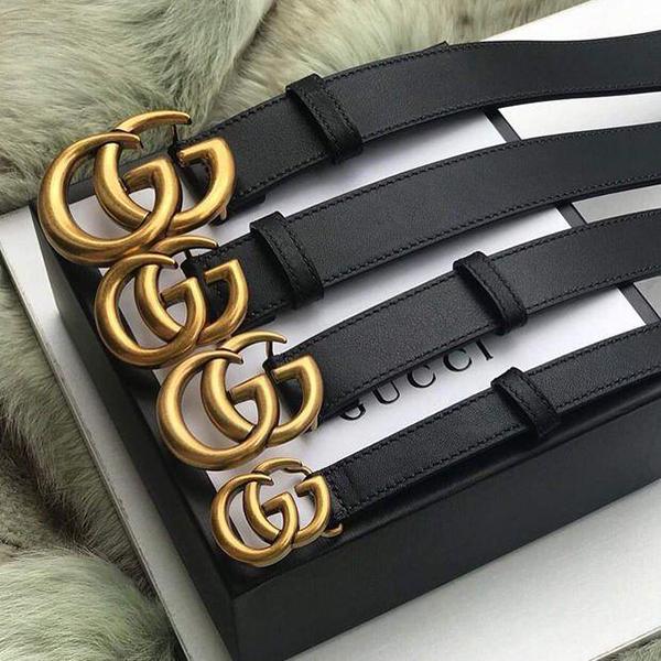 GG Men Woman Fashion Smooth Buckle Leather Belt