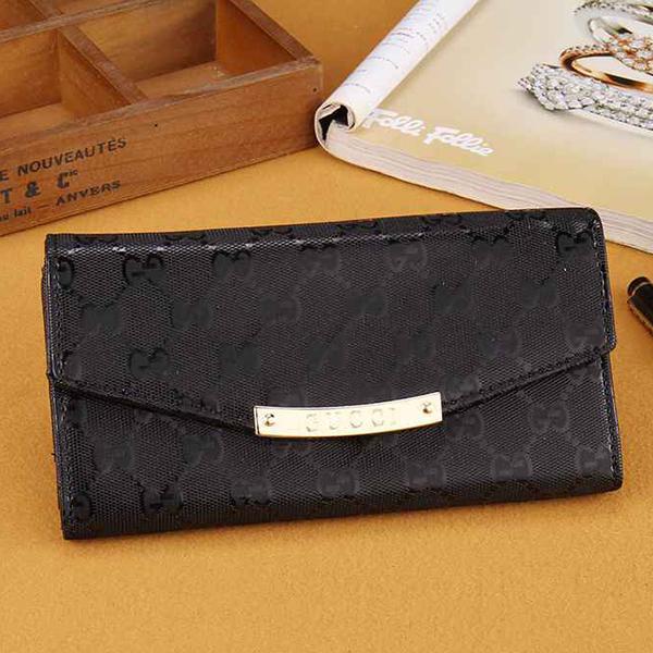 GG Women Leather Shopping Buckle Purse Wallet