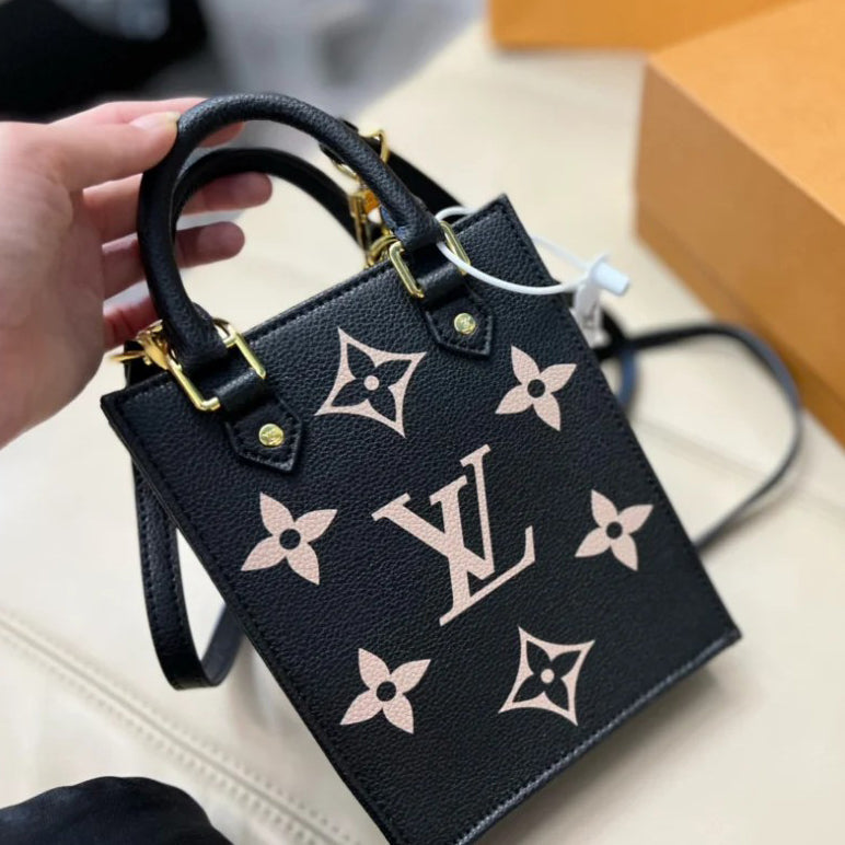 LV Louis Vuitton Women Leather Tote Crossbody Satchel Handbag Sh