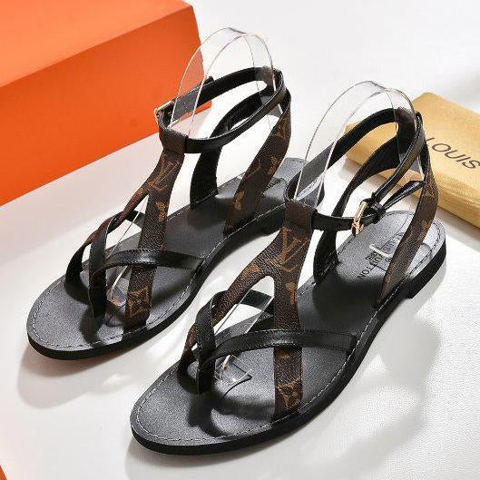 Louis Vuitton LV Women Fashion Leather Buckle Sandals Shoes