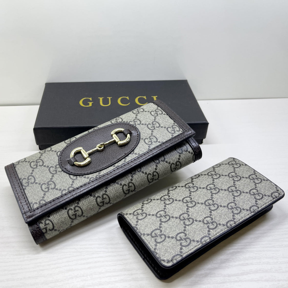 GG Classic Leather Print Wallet Purse Two Piece Set