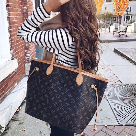 LV Louis Vuitton Women Shopping Leather Tote Handbag Shoulder Bag Purse Wallet Set Two-Piece