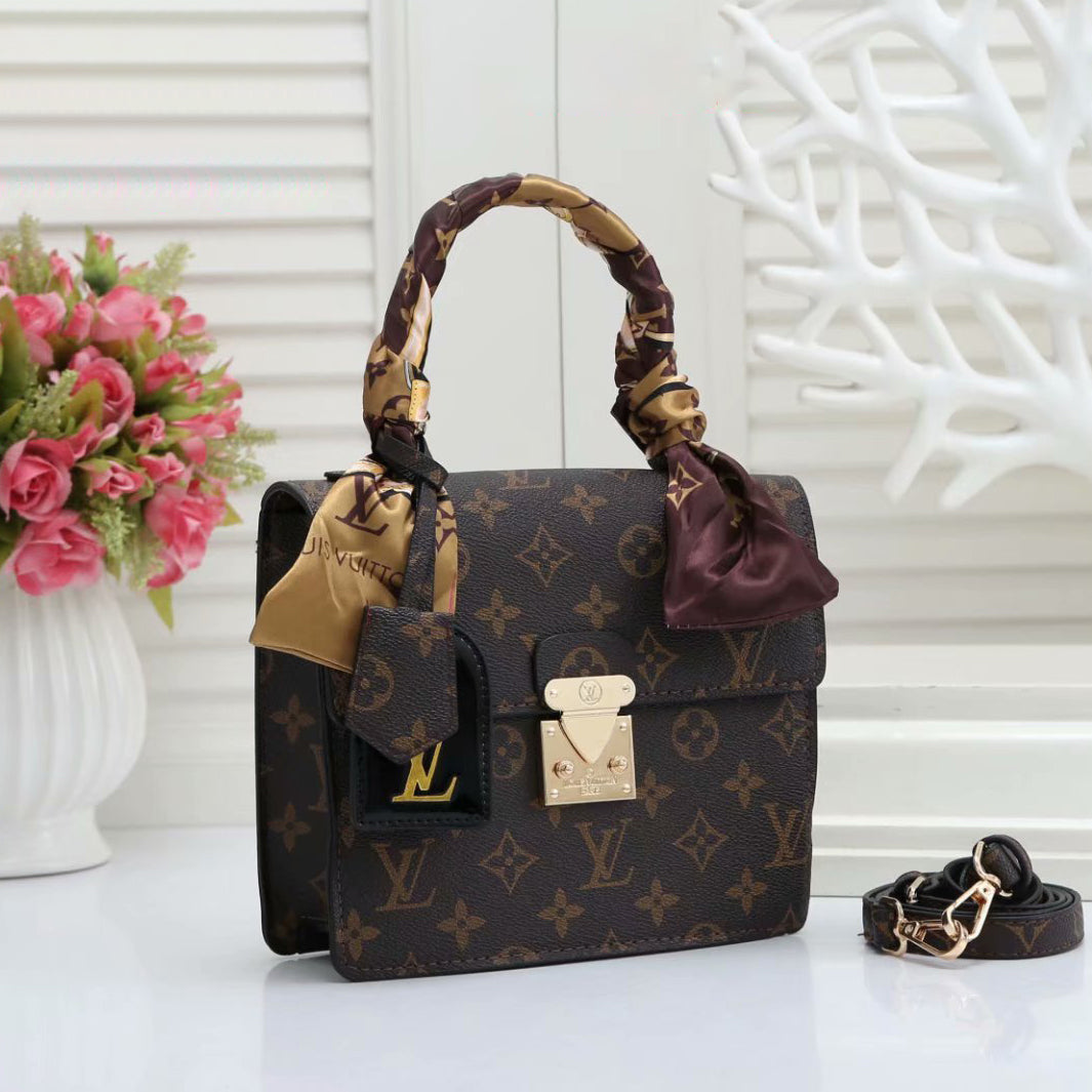 Louis Vuitton LV Fashion Embossing Leather Handbag Satchel Tote