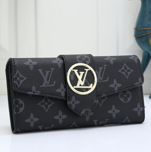 Louis Vuitton LV Women Leather Buckle Wallet Purse