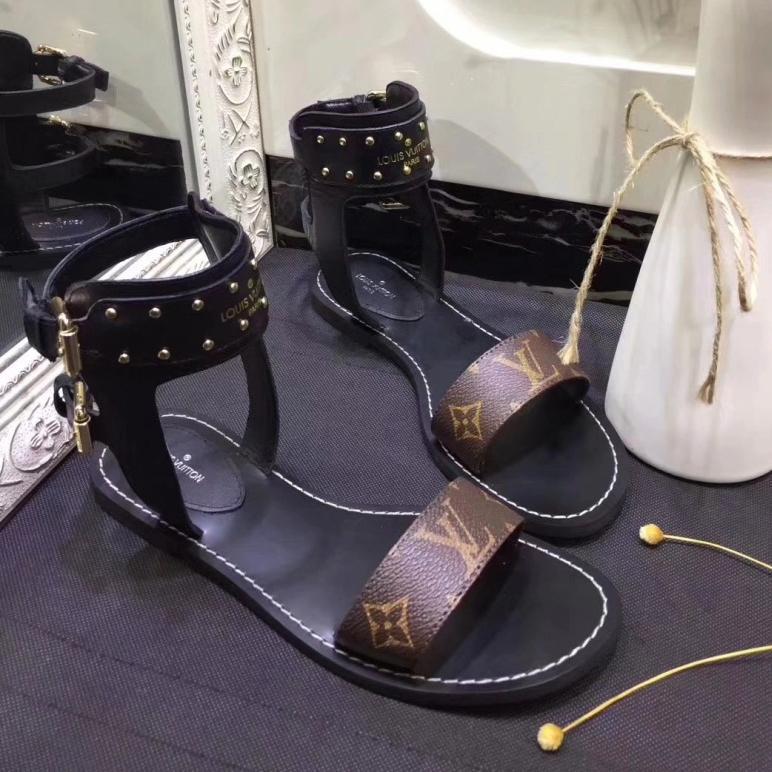 Louis Vuitton LV Women Leather Fashion Sandals Flat Shoes from