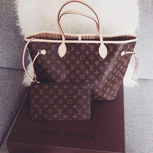 LV Louis Vuitton Women Shopping Leather Tote Handbag Shoulder Ba