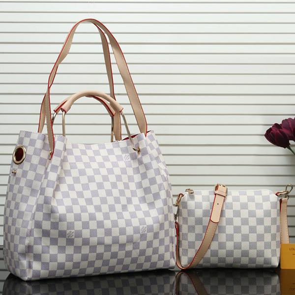 Louis Vuitton LV Women Leather Shoulder Bag Satchel Tote Handbag Crossbody Two Piece Set