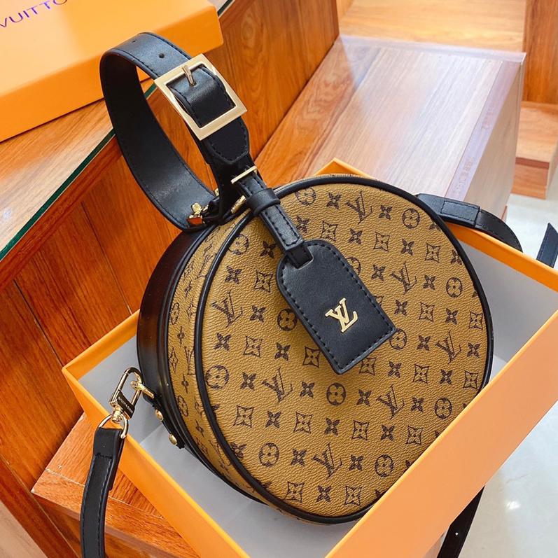 Louis Vuitton LV High Quality Fashion Leather Round Crossbody Satchel Handbag