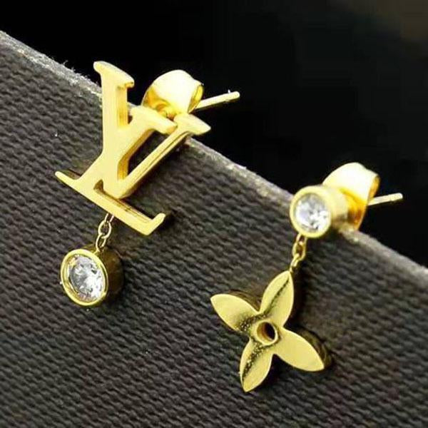 Louis Vuitton LV New Fashion Letter Diamond Personality Earring Accessories