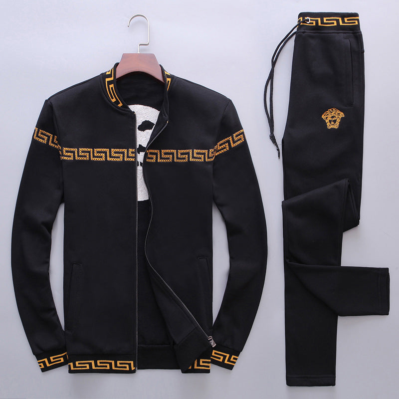 Versace Casual Fashio Zipper Jacket Coat Pants Two Piece Set