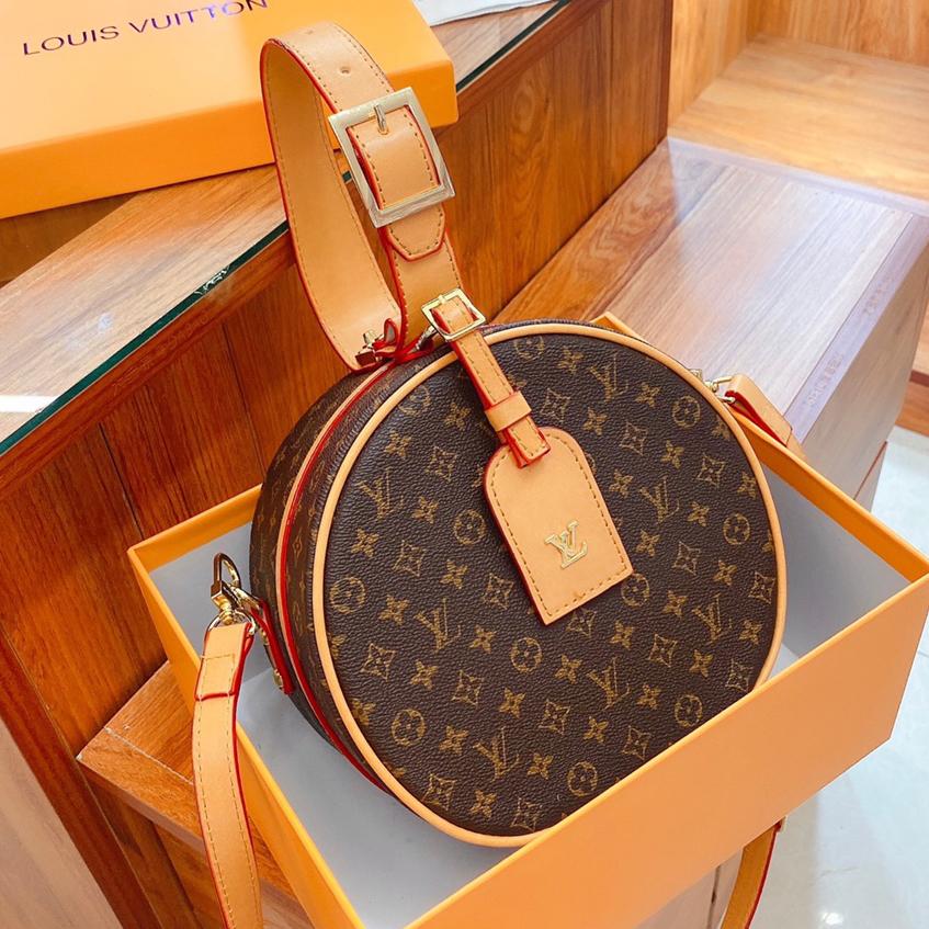 Louis Vuitton LV High Quality Fashion Leather Round Crossbody Satchel Handbag