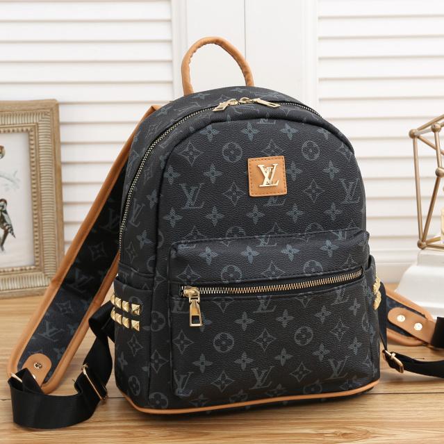 Louis Vuitton LV Women Fashion Leather Backpack Bookbag