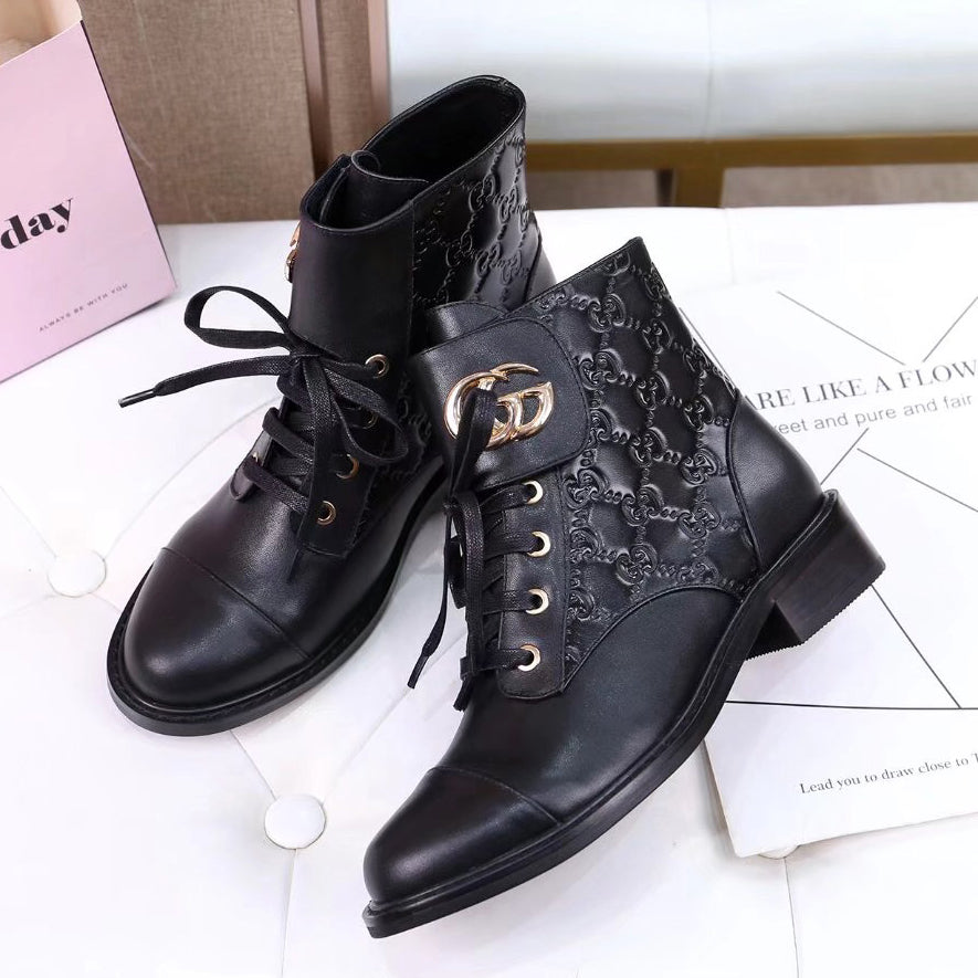 GG Fashion Classics Leather High Heeled Shoes Boots