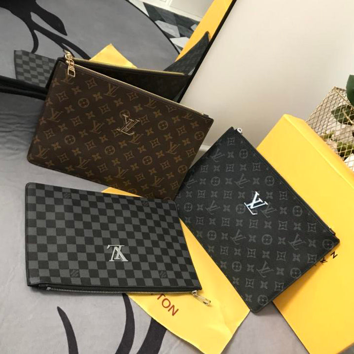 LV Louis Vuitton Women Fashion Leather Clutch Bag Wristlet Handbag