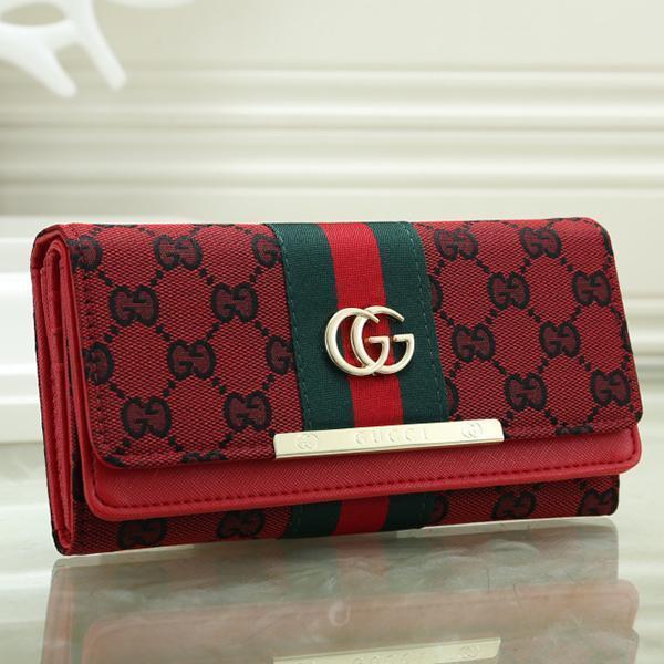 GG Women Leather Zipper Shopping Wallet Purse