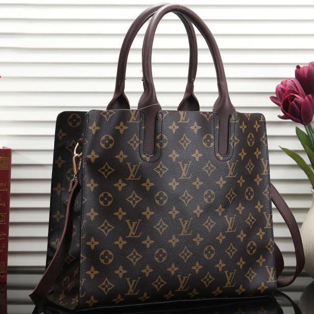 Louis Vuitton LV Women Leather Zipper Shopping Shoulder Bag Handbag