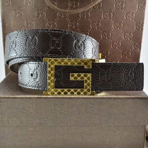 GG Popular Fashion Classic Woman Men Smooth Buckle Embossing Leather Belt