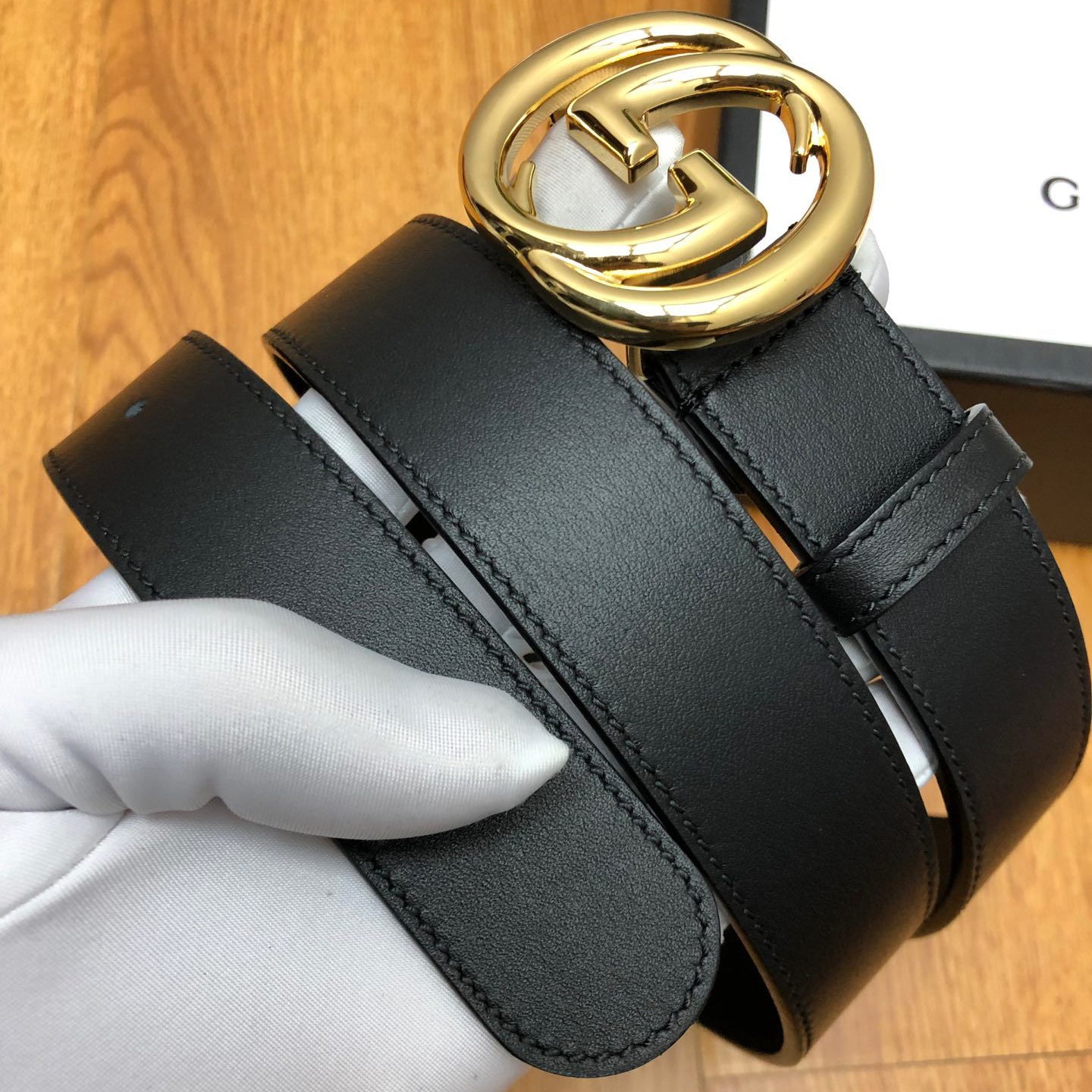 GG Men Women Fashion Smooth Buckle Leather Belt