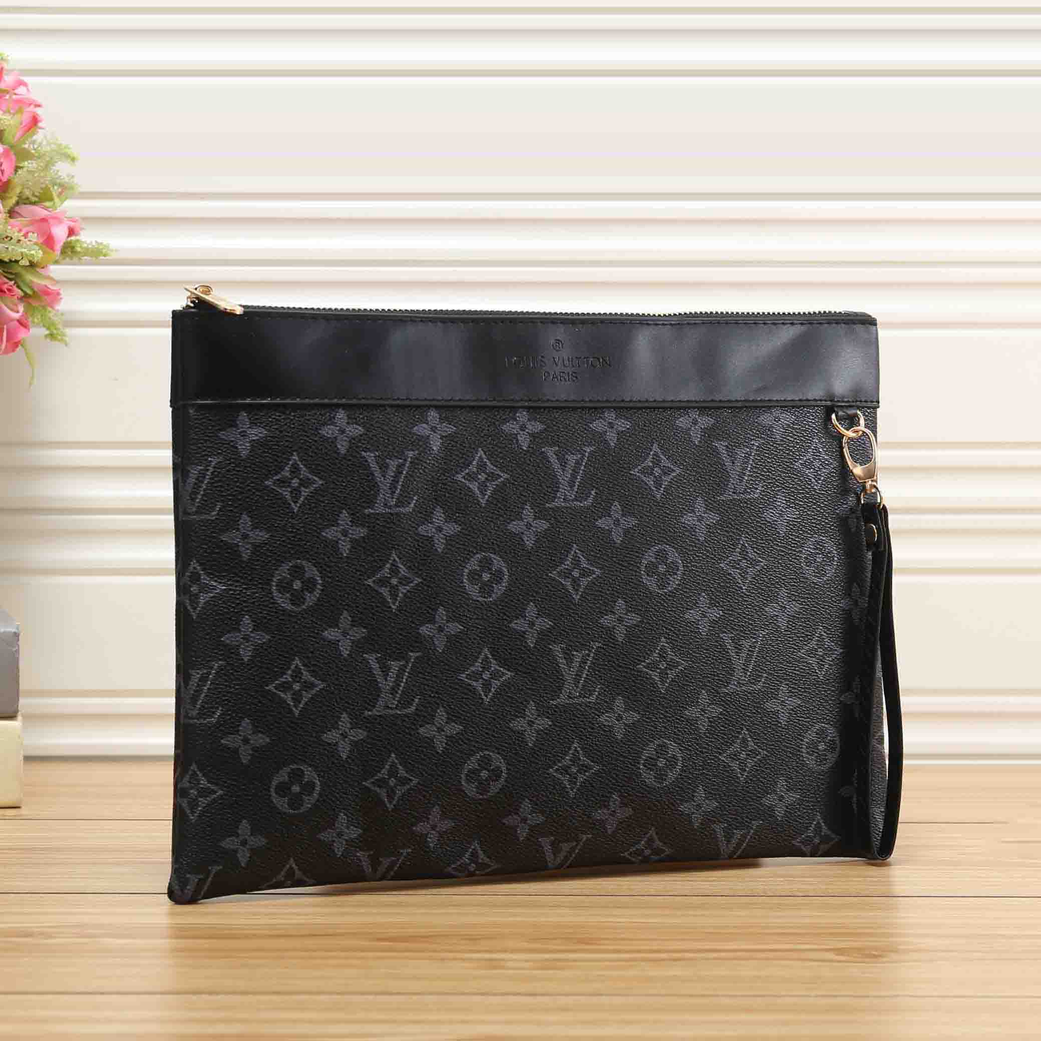 Louis Vuitton Women Fashion Leather Clutch Bag Wristlet Handbag