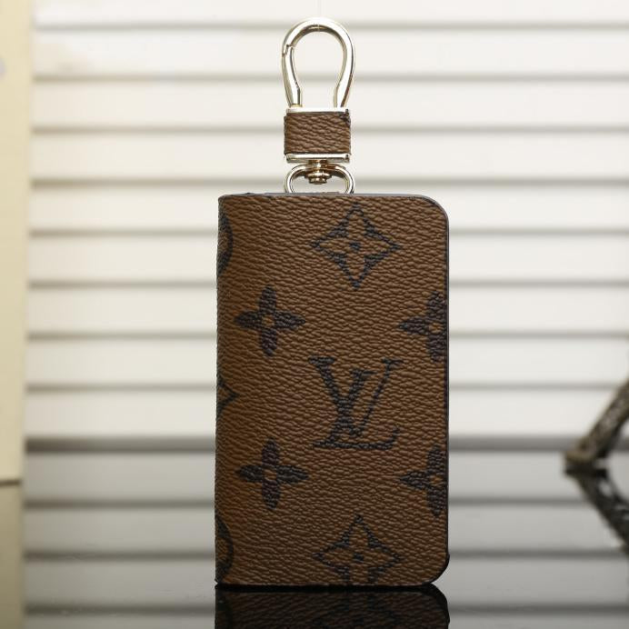 Louis Vuitton LV Fashion Leather Zipper Car Key Wallet Case Cove