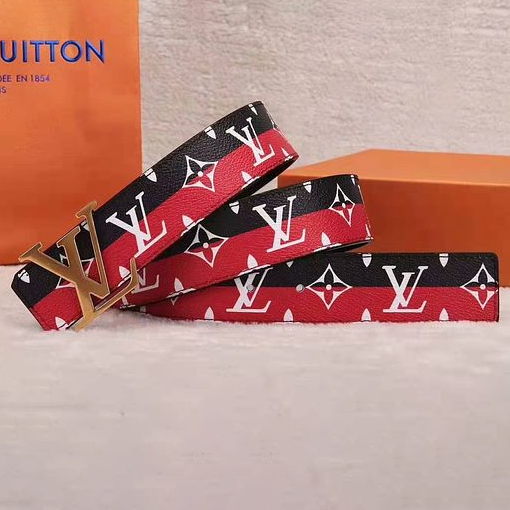 Louis Vuitton Lv Fashion New Monogram Contrast Color Leather Women Men Leisure Belt