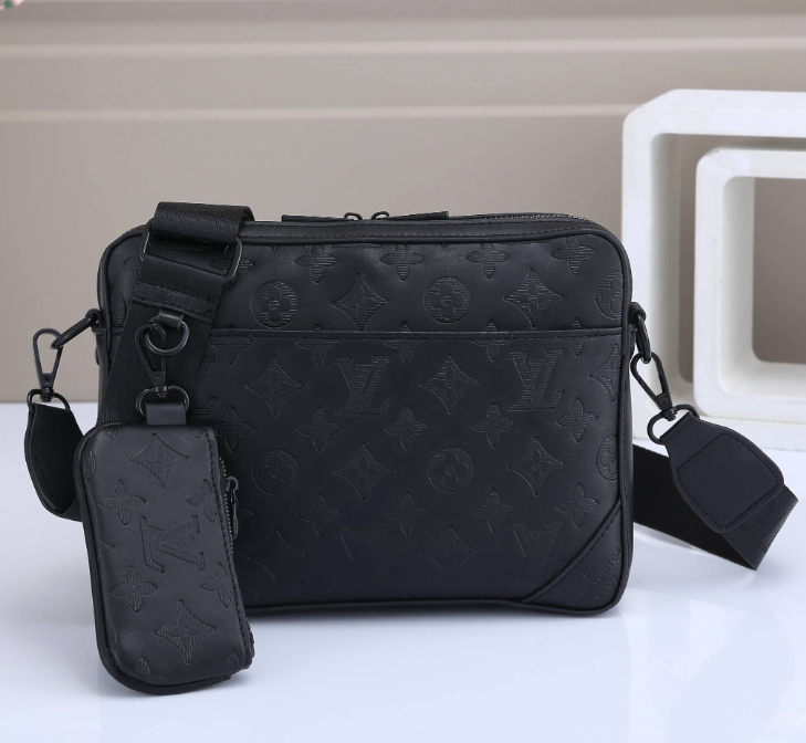 LV Louis Vuitton Ladies Letter Embossed Shoulder Messenger Bag Document Case Cosmetic Bag